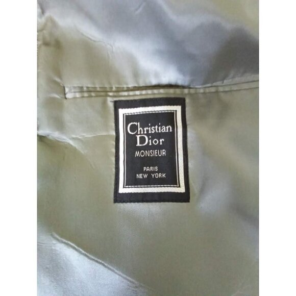 Christian Dior Vintage Single Breasted Wool Light Gray Window Pane Blazer Sz 44L - Picture 5 of 7
